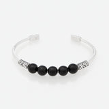 Sterling Silver Bangle With Black Onyx 2