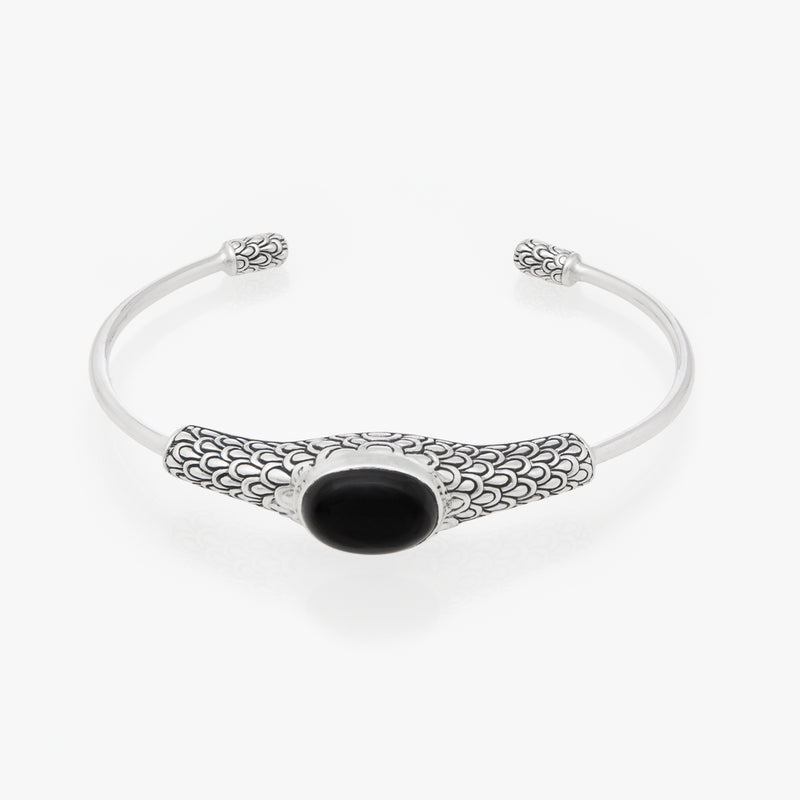 Sterling Silver Bangle With Black Onyx