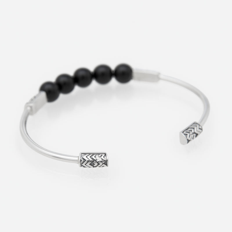 Sterling Silver Bangle With Black Onyx 2