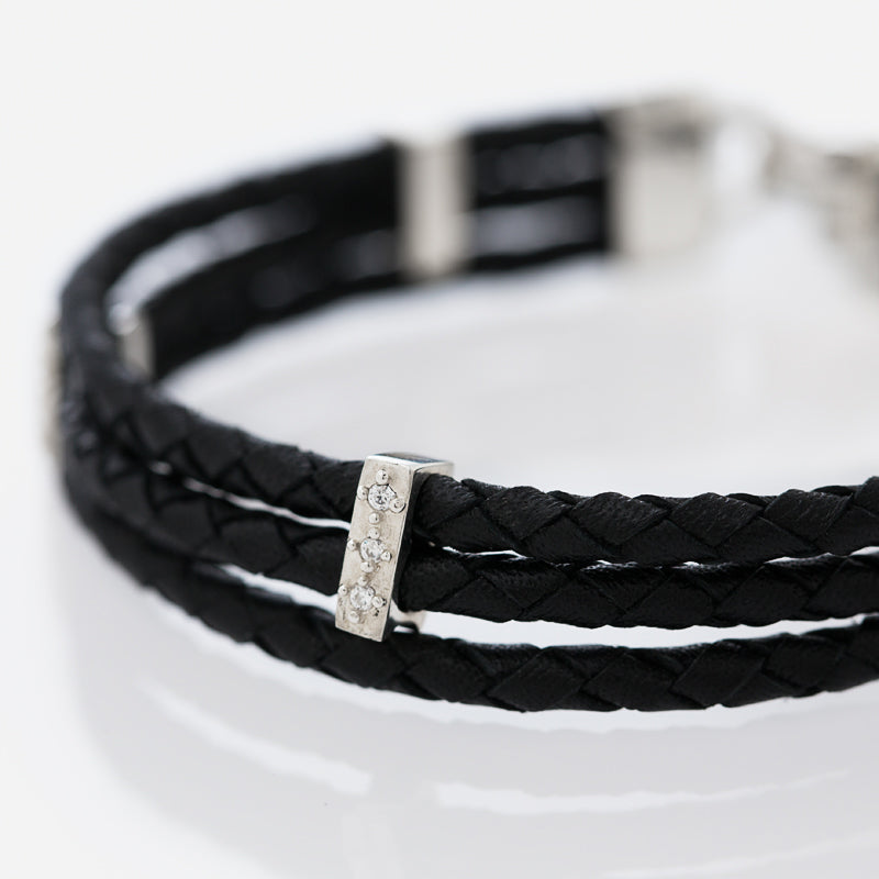 Triple Leather Bracelet Black